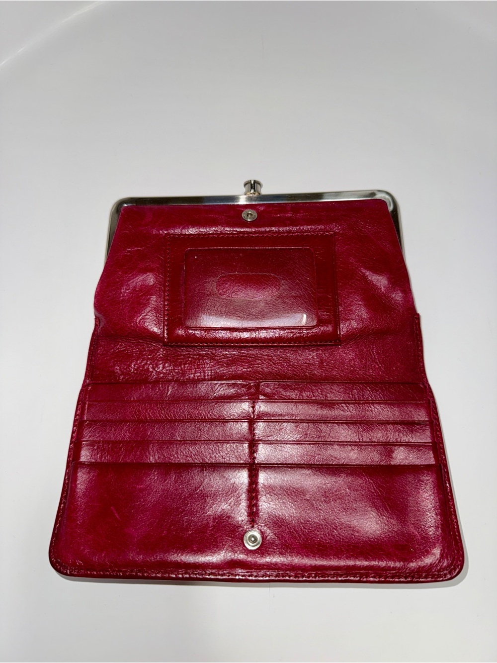 HOBO International Red Leather Frame Clutch Wallet | Vintage Style Kiss Lock - Picture 3 of 7